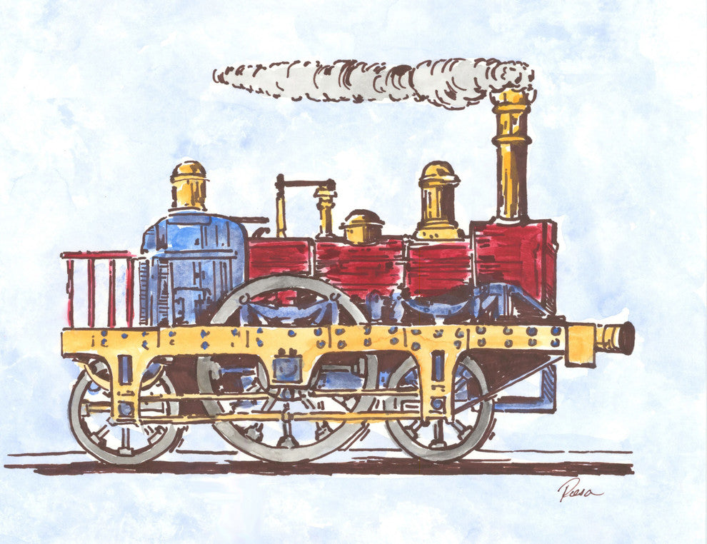 Marmont Hill, "Steam Engine" by Reesa Qualia Painting on Wrapped Canvas, 30x20