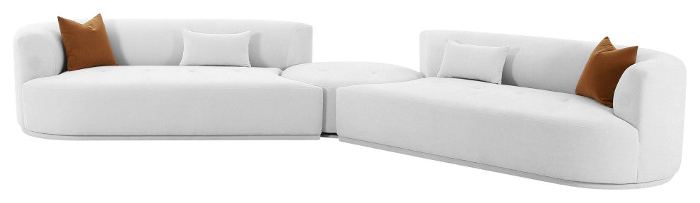 Fickle Grey Velvet 3-Piece Modular Sectional - Grey