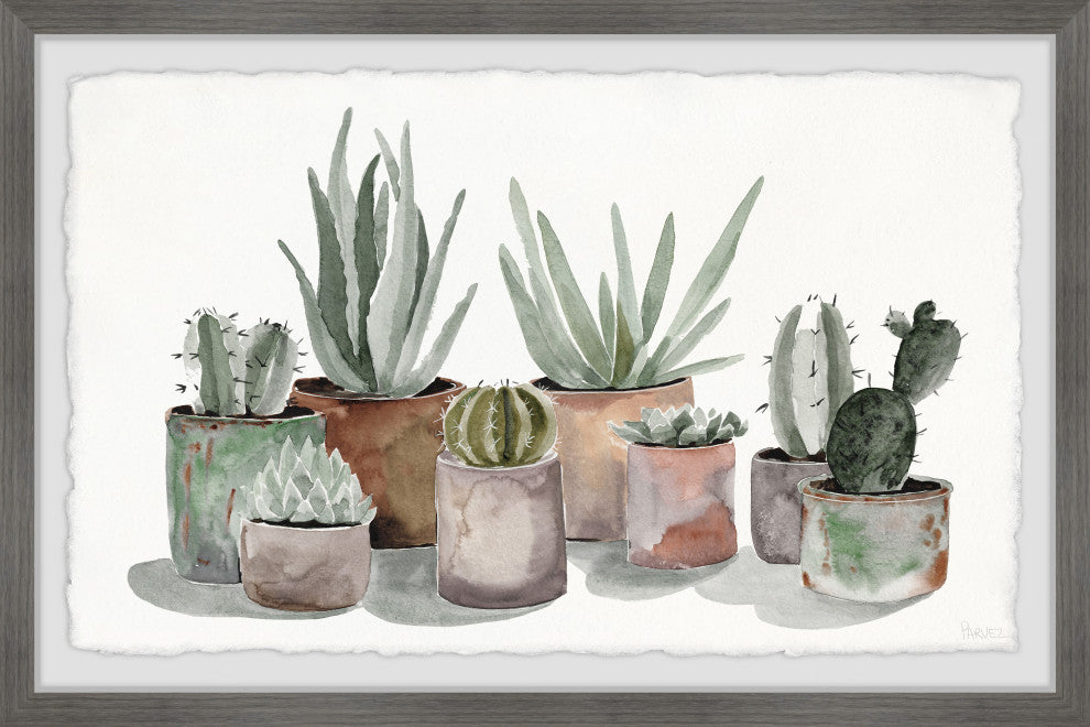"Pastel Succulent Vases" Framed Painting Print