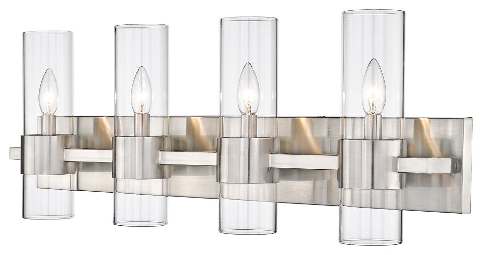 Zlite 343-4V-BN 4-Light Vanity, Clear
