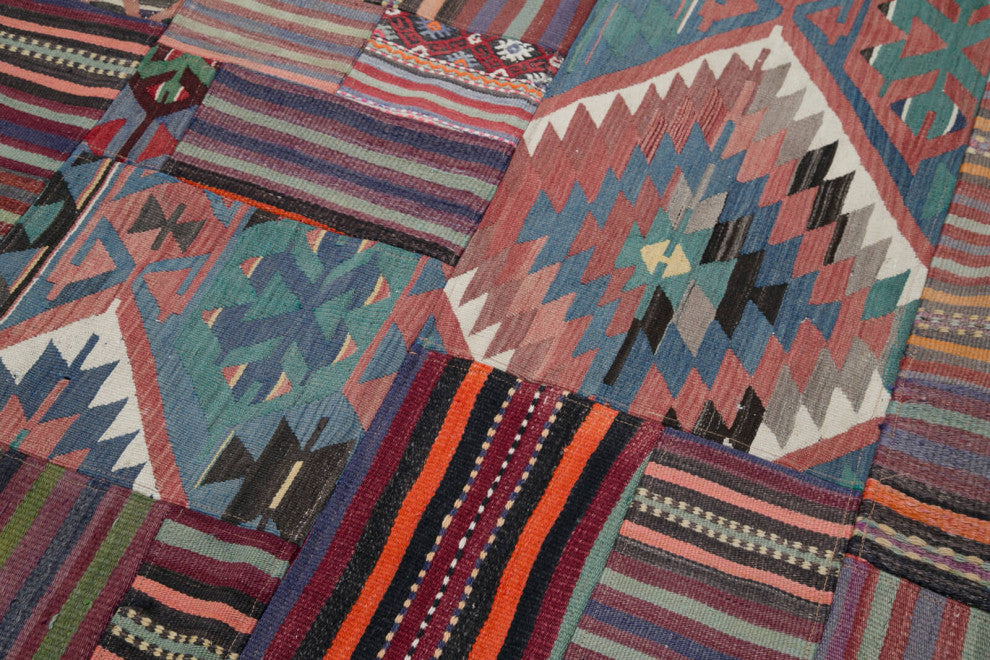 Rug N Carpet - Handmade Oriental 6' 7'' x 9' 11'' Tribal Patchwork Kilim Rug