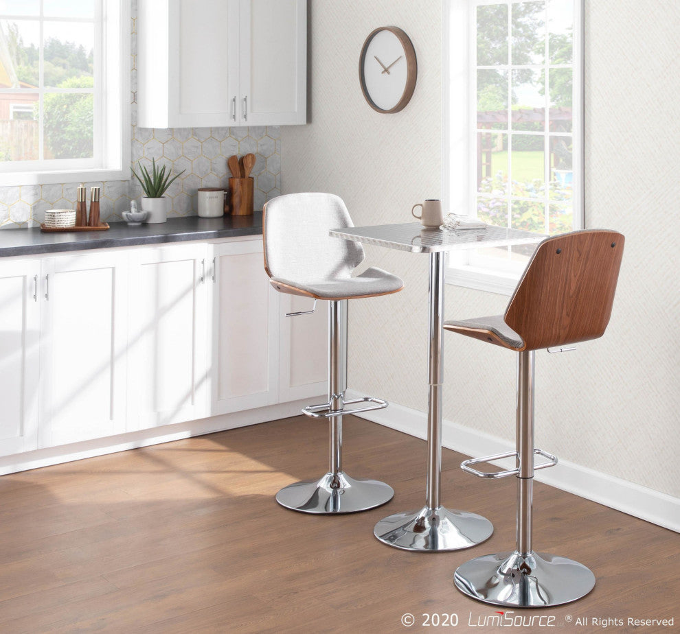 Bistro Contemporary Adjustable Square Bar Table, Silver