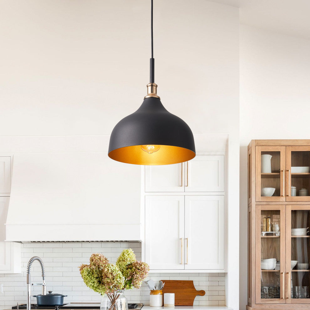 1-Light Black Ceiling Light Industrial Pendant Light