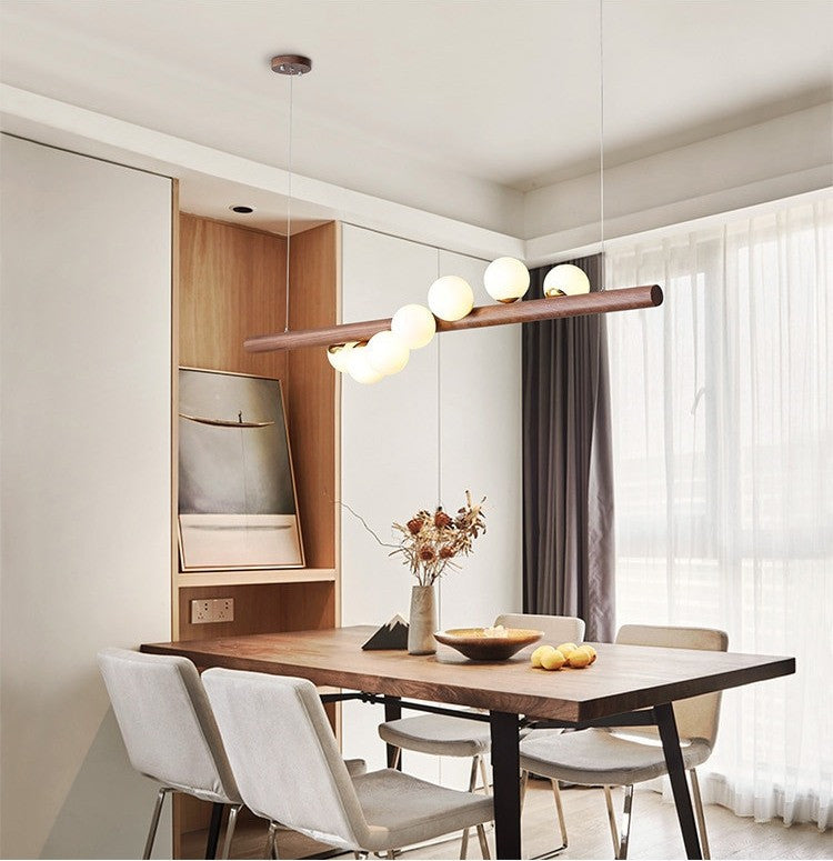 Acquanegra sul Chiese | Nordic Wood color Glass ball LED Chandelier , Wood