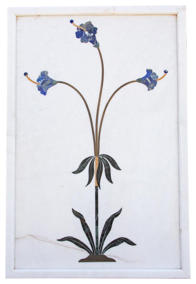 Precious Botanical Inlay Marble Panel