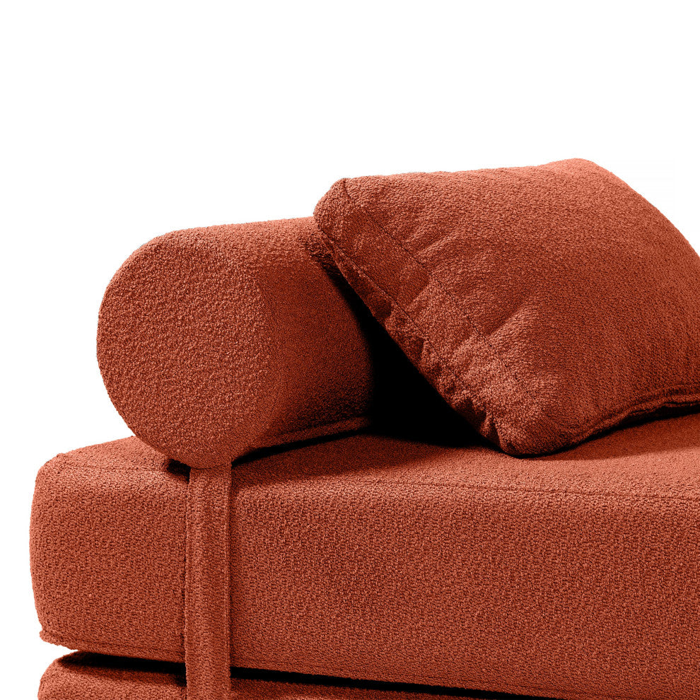 Jaxx Avida Daybed, Fold Out Queen Sleeper / Lounger Premium Boucle, Boucle Terra Cotta