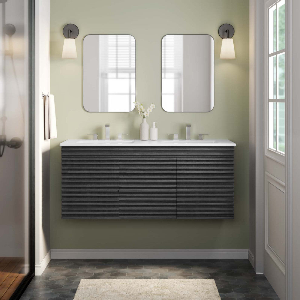 Render 48" Wall-Mount Bathroom Vanity, Charcoal White