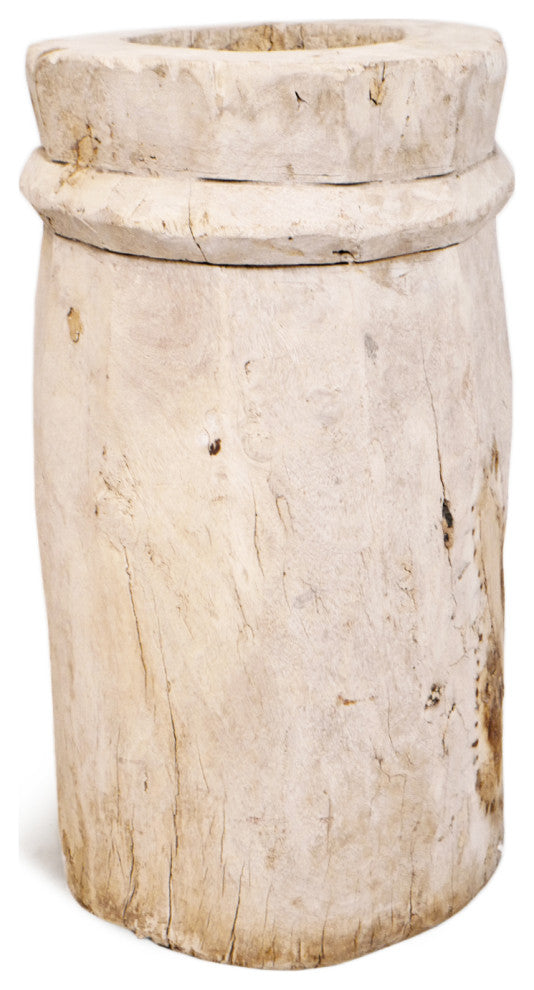 Consigned Sun Bleached Wood Butter Pot