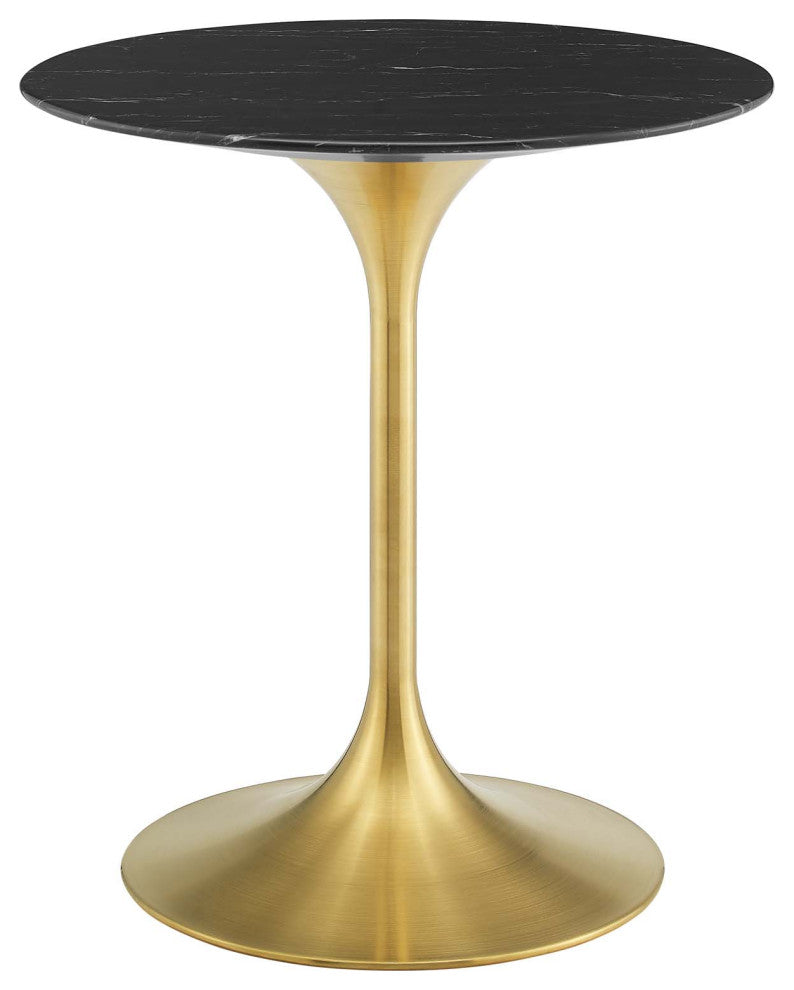 Dining Table, Round, Artificial Marble, Metal, Gold Black, Modern, Cafe Bistro