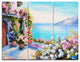 "Sea and Flowers" Glossy Metal Wall Art, 3 Panels, 36"x28"