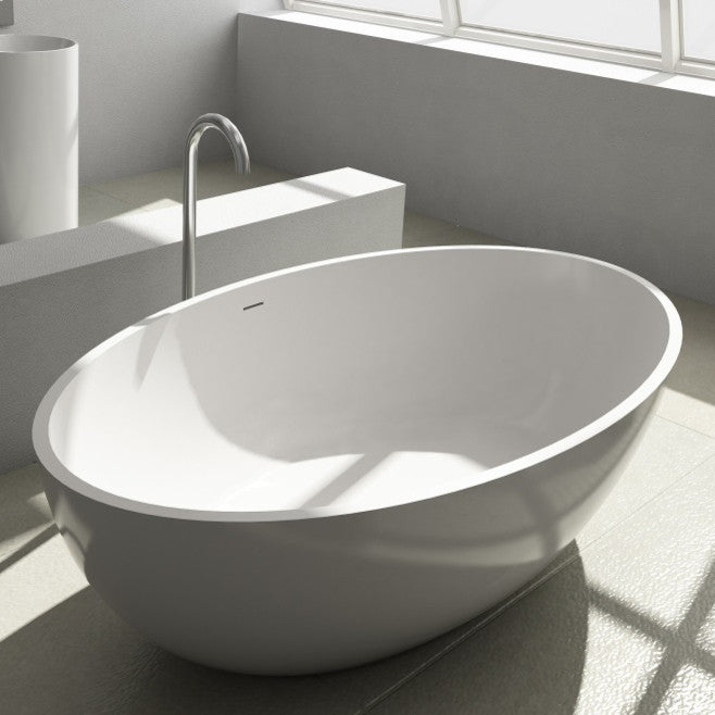 ADM Oval Freestanding Bathtub, Matte White, 69.3"