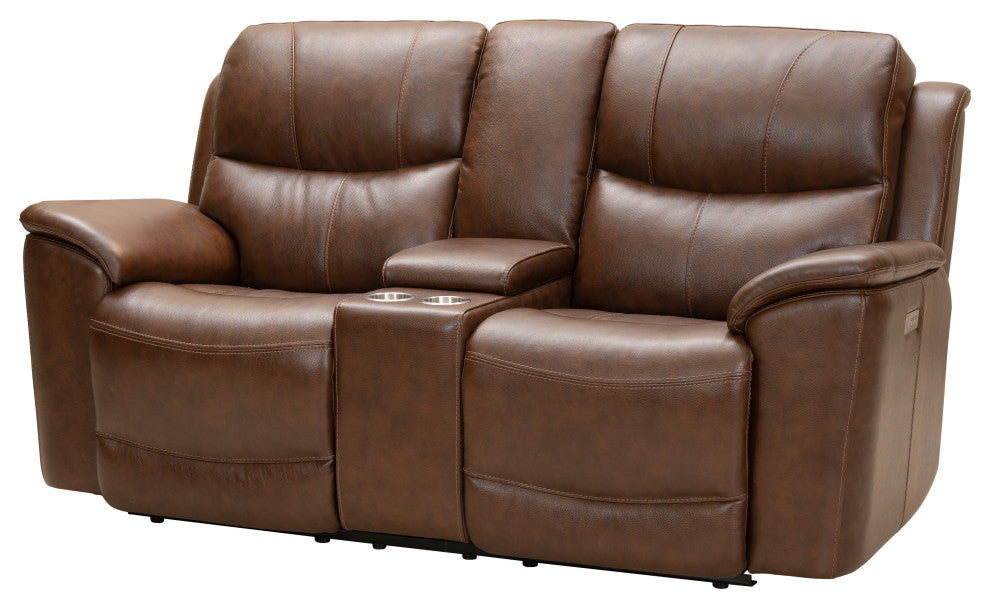 Kaden Power Reclining Console Loveseat w/Power Head Rests & Lumbar, Jarod Brown