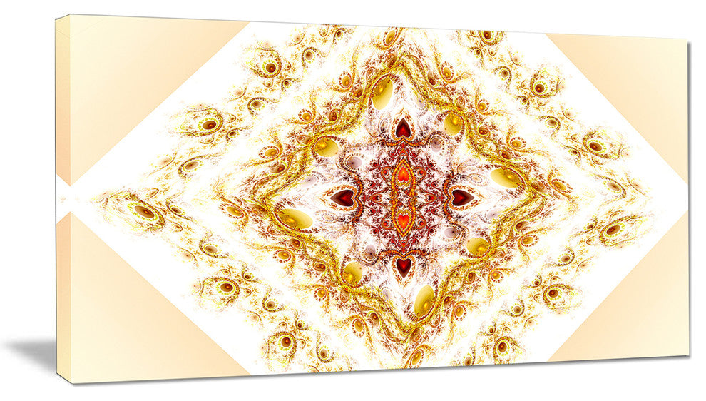 Yellow Rhombus Fractal Design, Abstract Wall Art Canvas, 32x16