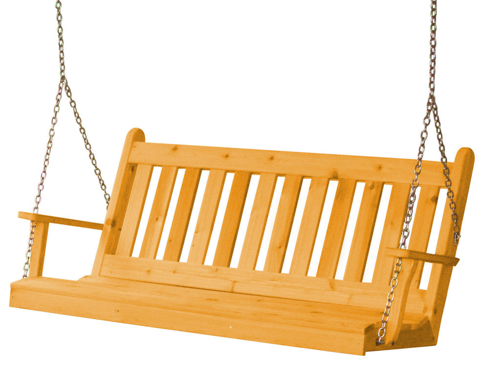 Cedar Traditional English Porch Swing, Natural Stain, 5 Foot