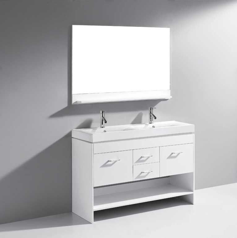 Gloria 48" Double Bathroom Vanity Set, White, Polished Chrome Faucet