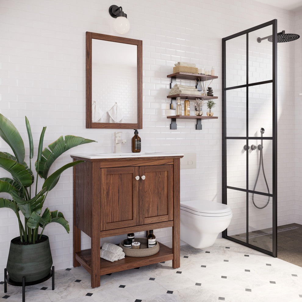 Fresca Manchester 30" Vanity, Warm Walnut