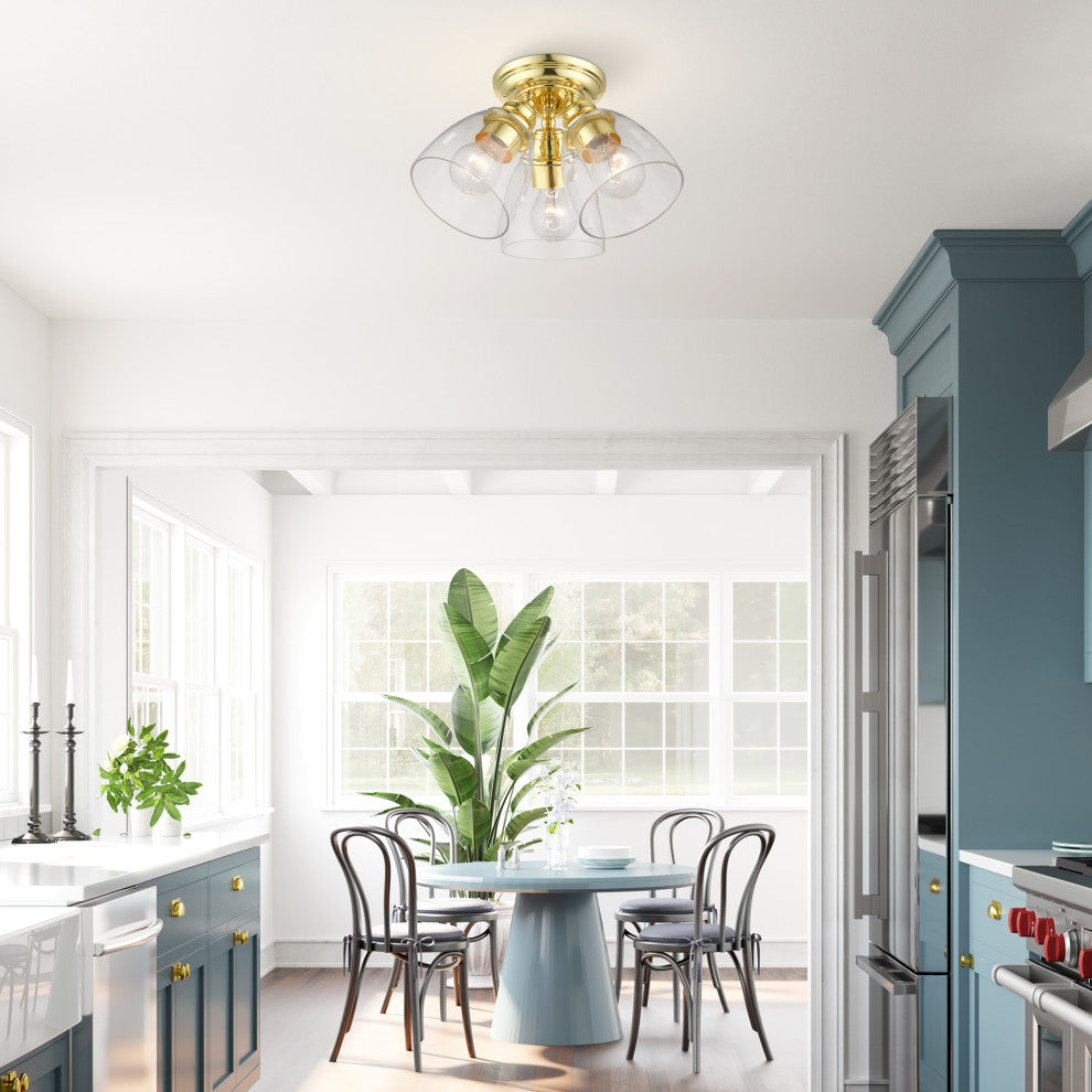 Montgomery 3 Light Polished Brass Semi-Flush