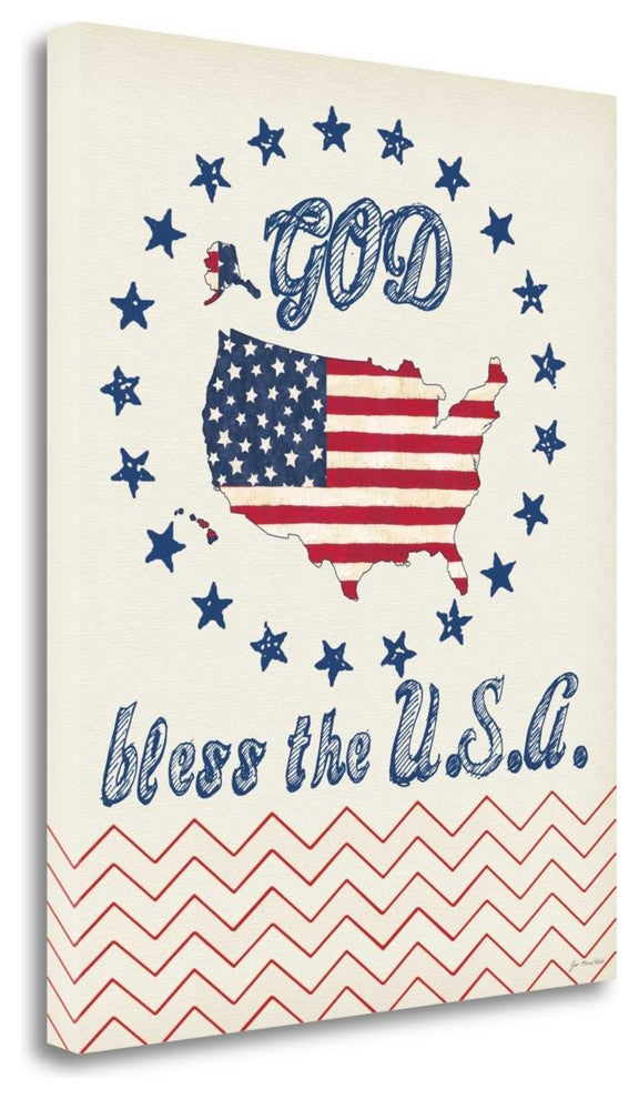 "God Bless The Usa" By Jo Moulton, Giclee Print on Gallery Wrap Canvas