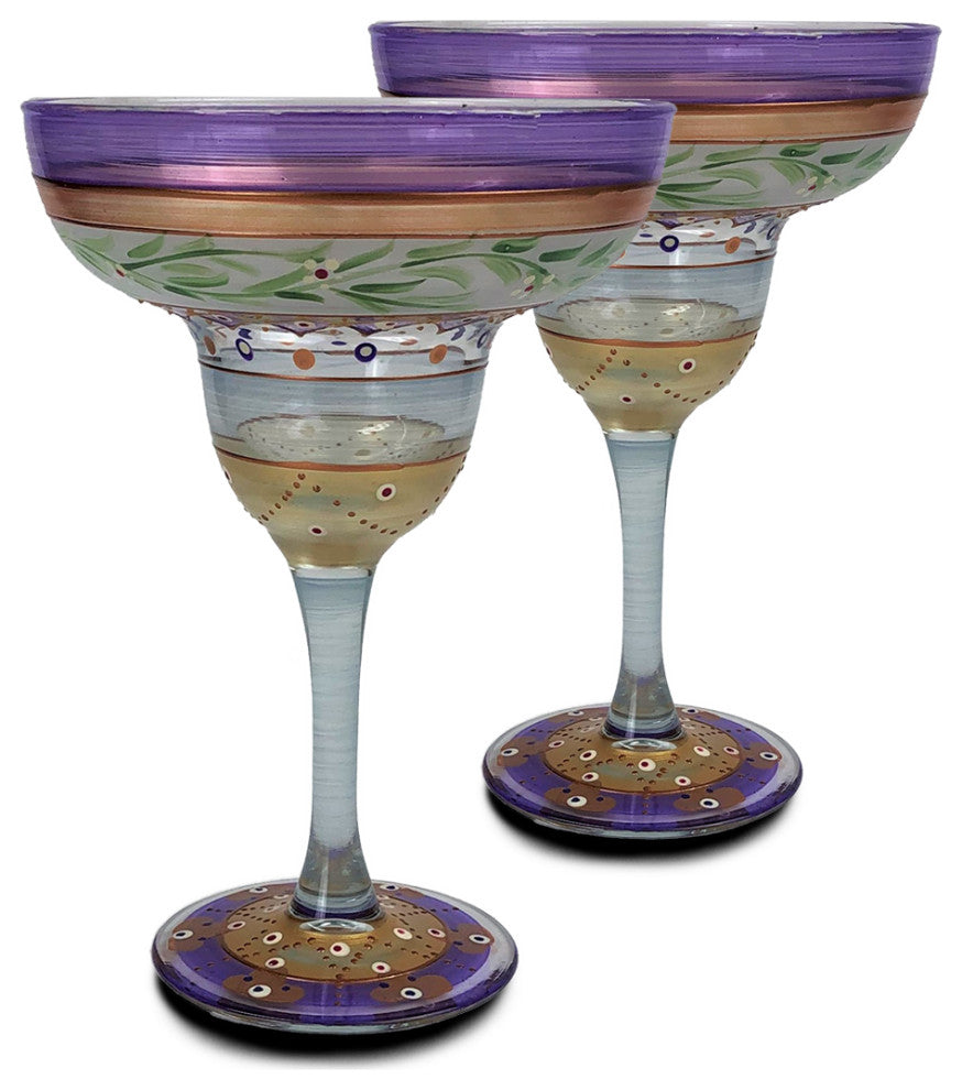 Mosaic Garland Margarita Glasses, Set of 2