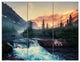 Glacier National Park Montana, Landscape Triptych Canvas Print, 36x28, 3 Panels