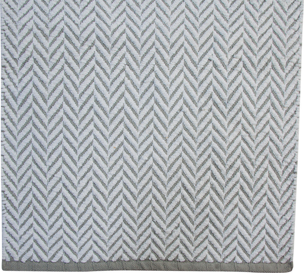 Bath Rug Cotton, Tufted 34"x21", White and Gray, GSF 145, Pattern Camridge