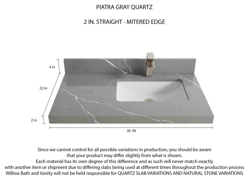 Sonoma Teak 36 Right Offset Bath Vanity in Light  Natural with 2" Piatra Gray
