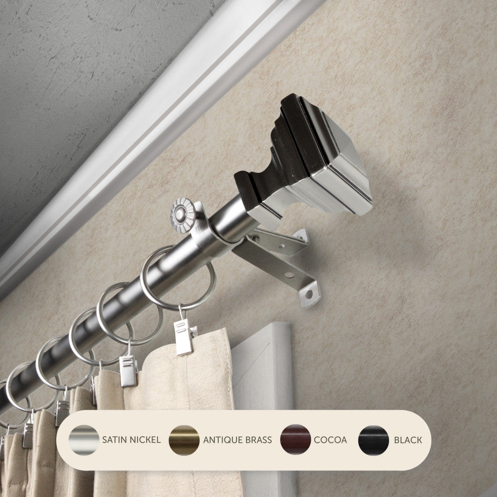 Kira 13/16" Curtain Rod, Satin Nickel, 18-28"