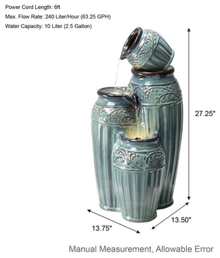Embossed Pattern Ceramic Pots Fountain
