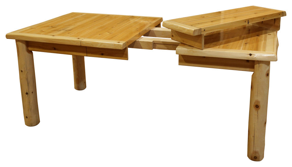 White Cedar Log Extension Table, 4-Leaf 42" X 90"