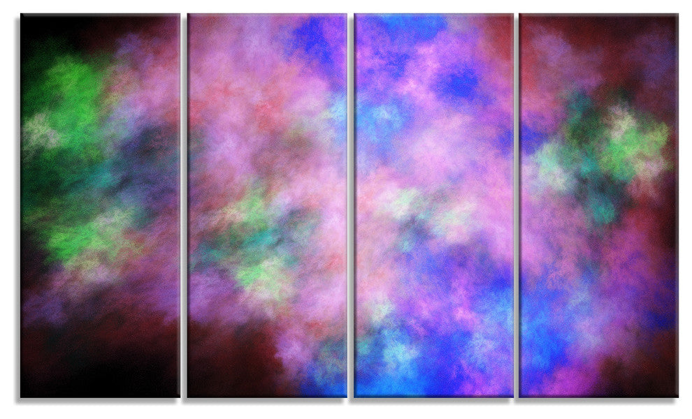 Multi Color Bright Sky with Stars, Abstract Canvas Art Print, 48"x28", 4 Panels