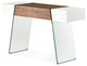 HomeRoots 29" White and Walnut Veneer MDF and Glass Floating Console Table