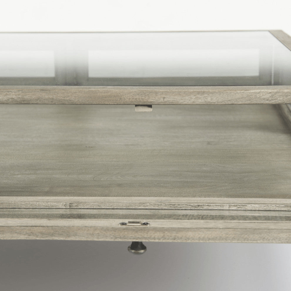 42" Brown Glass Square Coffee Table