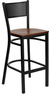 Black Grid Stool-Cherry Seat