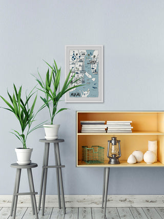 "Miami Landmarks" Framed Painting Print, 30"x45"