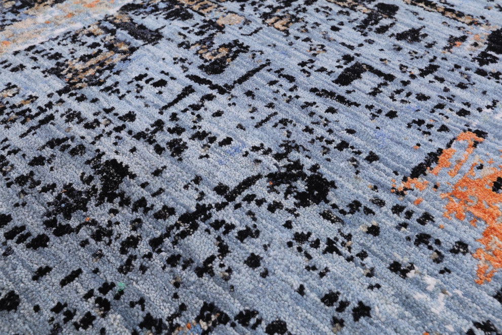 Wool and Silk Abstract Hand Knotted Rug 6' 3" X 9' 2" Q8558