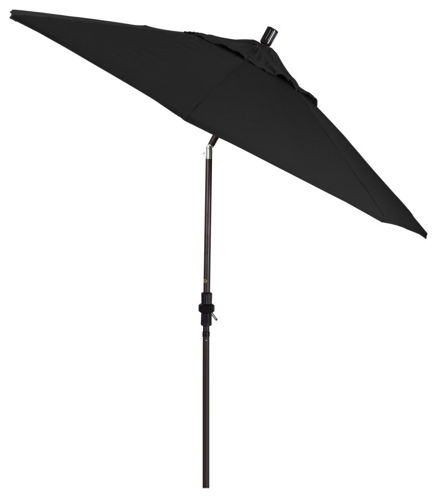 9' Bronze Collar Tilt Crank Aluminum Umbrella, Pacifica, Black
