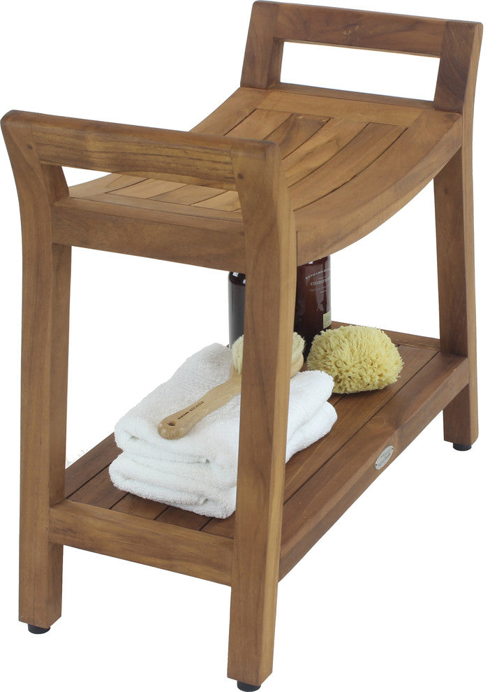 Patented AsiaÂ® Ascend Teak Shower Bench with Shelf