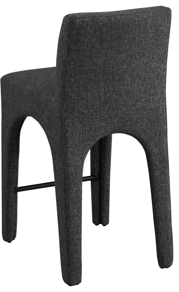 Gramercy Linen Textured Fabric Stool, Black