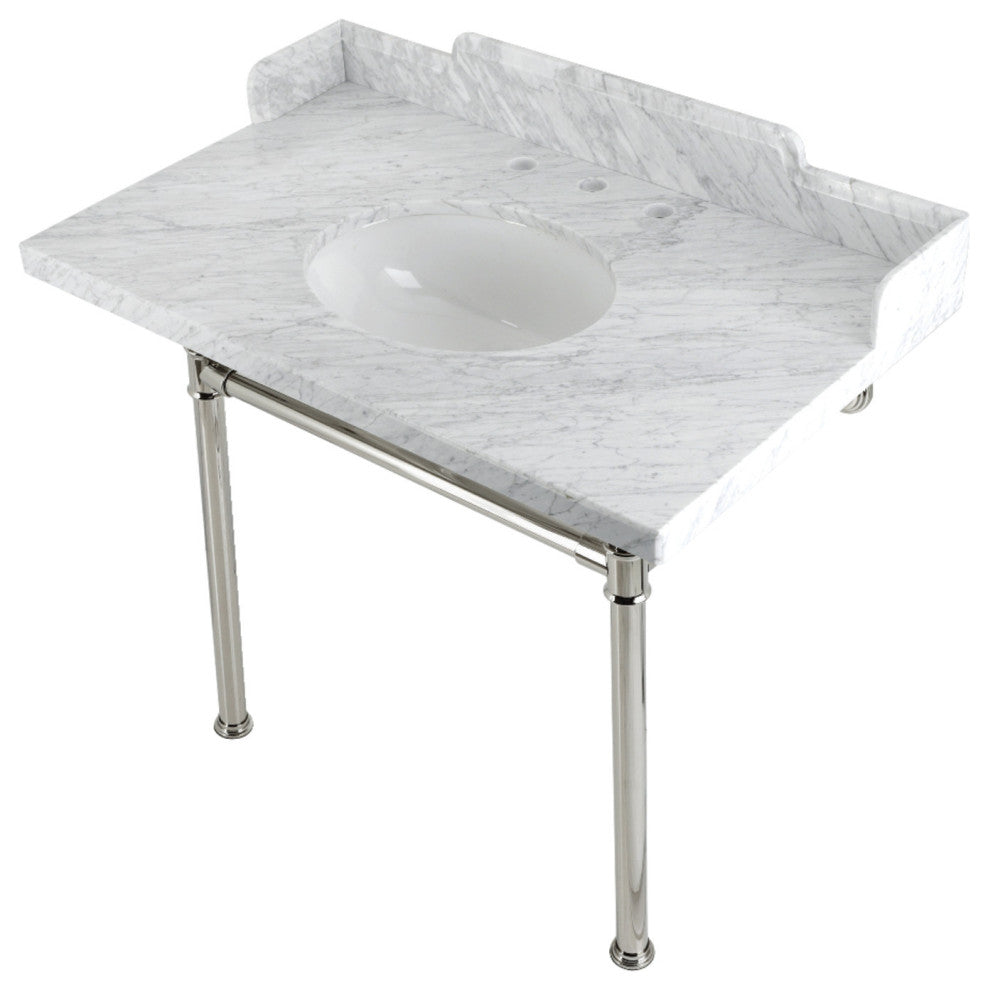 Kingston Brass LMS3622M86ST 36" Carrara Marble Console Sink, Legs