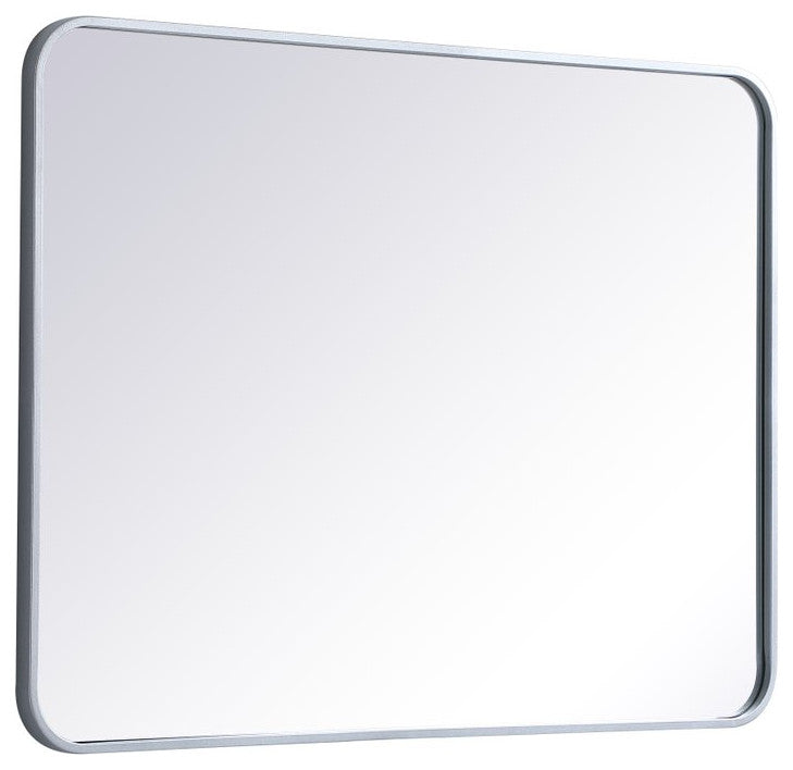 Ellis Soft Corner Metal Rectangular Mirror, Silver, 27" x 36"