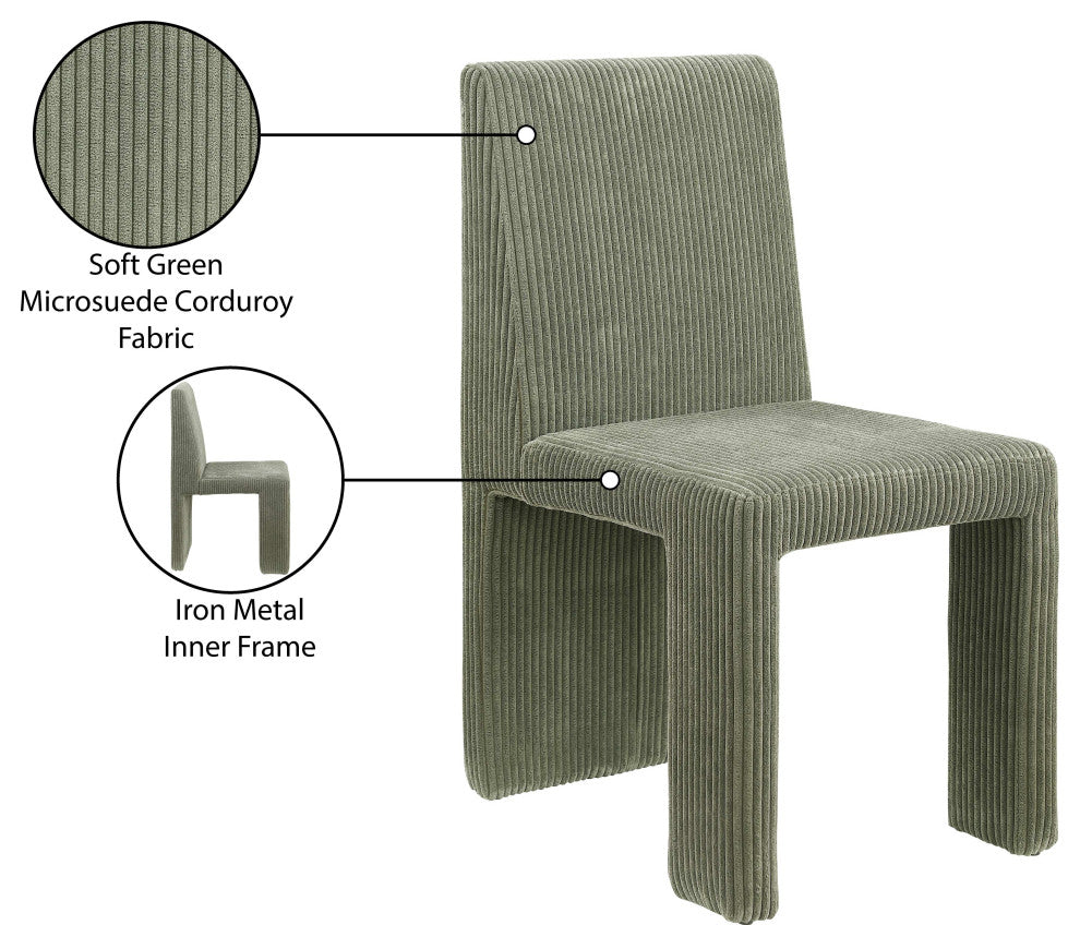 Benson Upholstered Dining Chair, Green, Microsuede Corduroy
