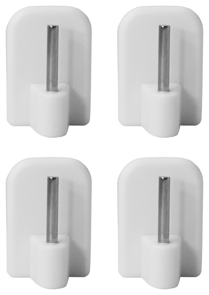 Self Adhesive Hooks Sash Rod Kitchen Curtains Set of 4, White