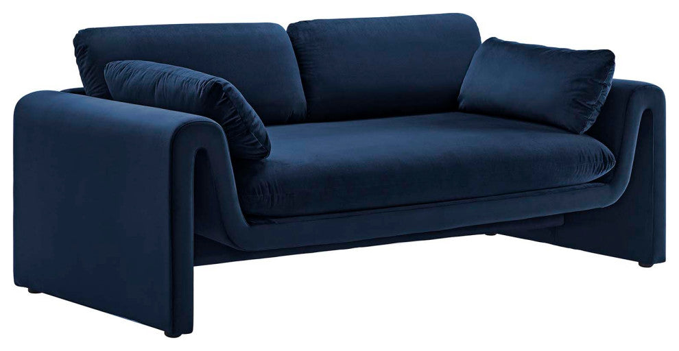 Waverly Performance Velvet Sofa, Midnight Blue