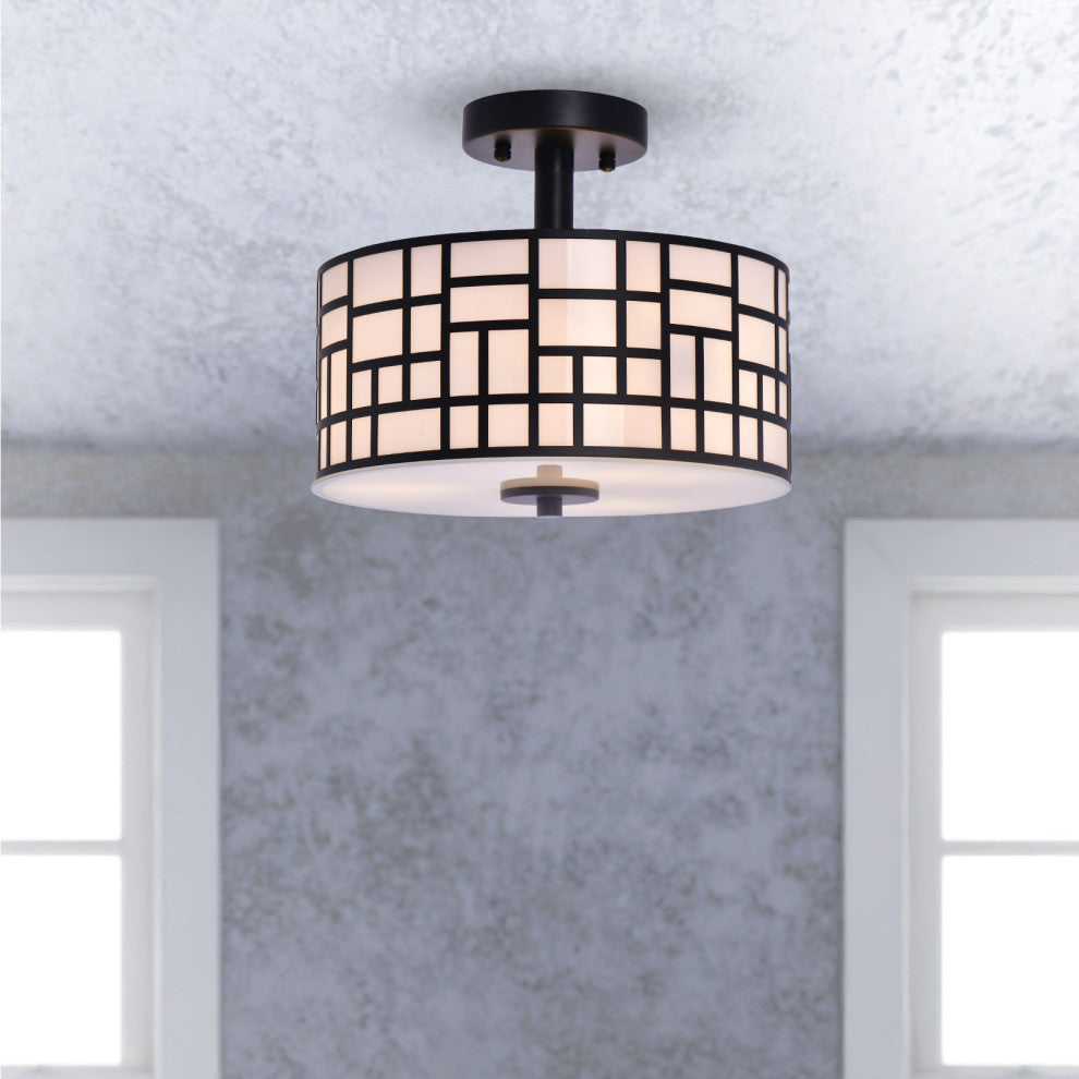 Lazzur Moselle 3 Light 12" Matte Black Semi-Flush Mount Ceiling Light
