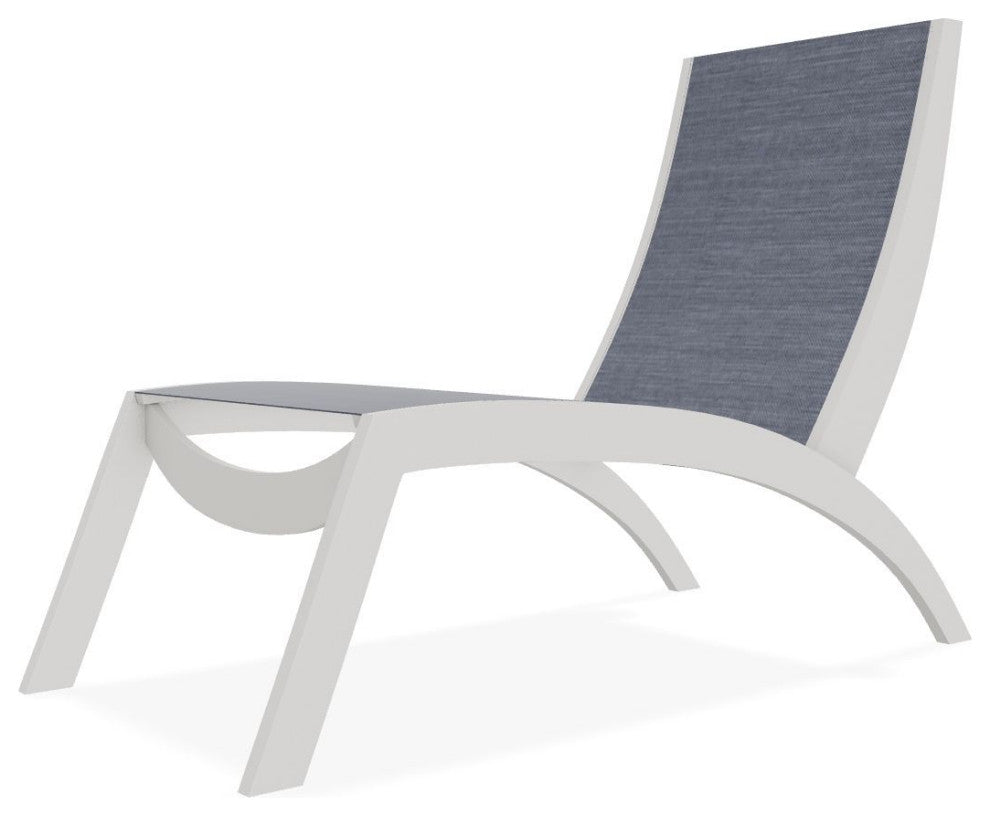 Dune Sling Stackable Outdoor Hydro-Lounge Chaise, Augustine Denim/Snow