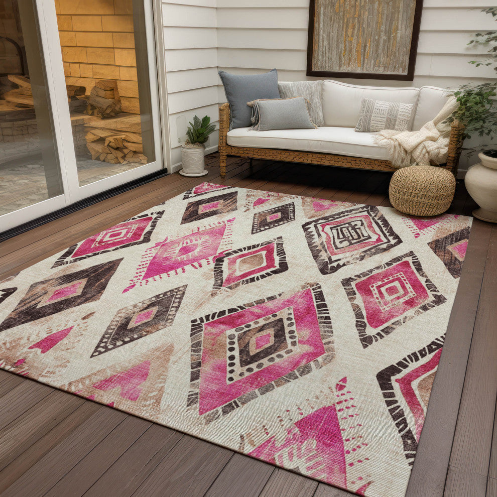 Machine Washable Indoor/Outdoor Chantille ACN1861 Linen 5' x 7'6" Rug
