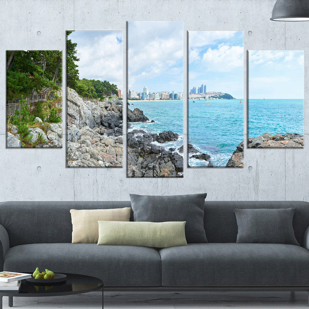 "Pathway Along The Coast of Dogbane" Landscape Wall Art, 5 Panels, 60"x32"