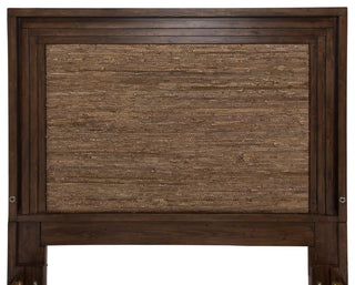 Aico Amini Carrollton Queen Panel Bed w Fabric Insert in Rustic Ranch