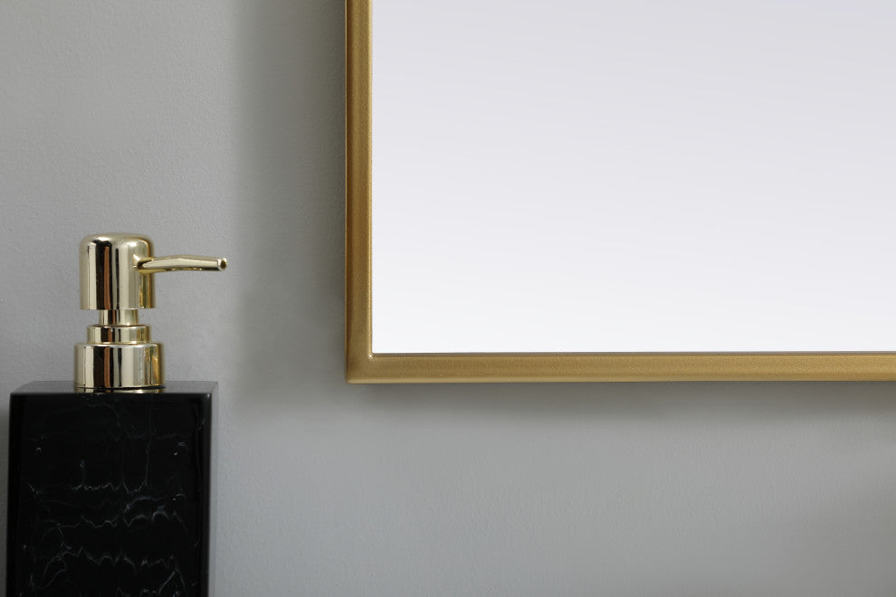 Metal Frame Arch Mirror 30X30 Inch, Brass