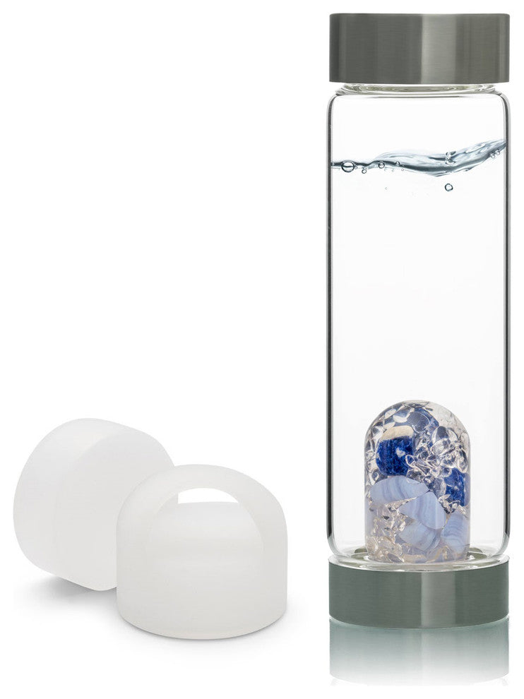 Water Bottle, VitaJuwel ViA Gemwater Bottle, White Loop Caps, Balance